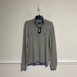 Michael Kors Mens Gray Sweater 1/4 Zip pullover Logo Size M